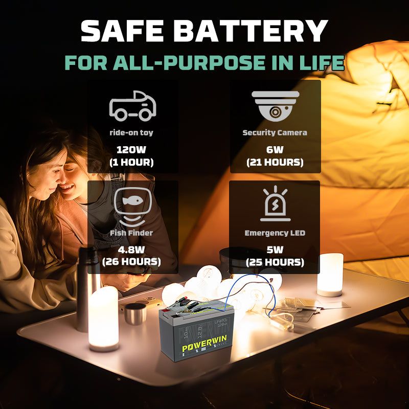 Powerwin Battery BT10 LiFePO4 Deep Cycle 128Wh Built-in BMS 4000+